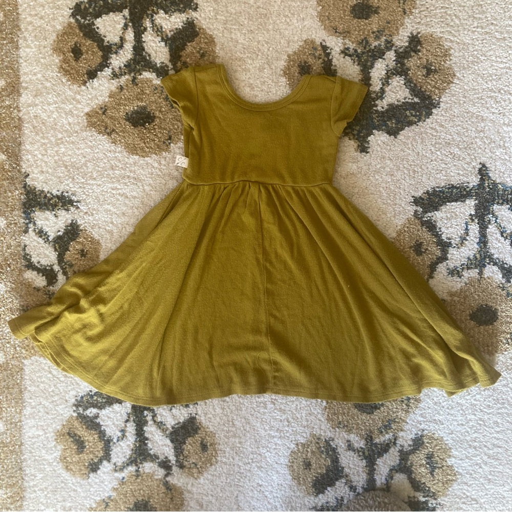 Chartreuse Childhoods Rib Knit Swing Dress